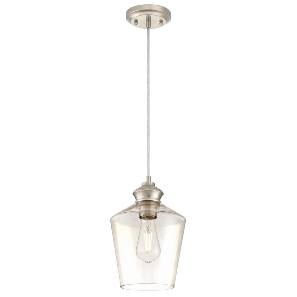 Westinghouse Ramsey Mini Pendant Brushed Nickel Finish Clear Glass
