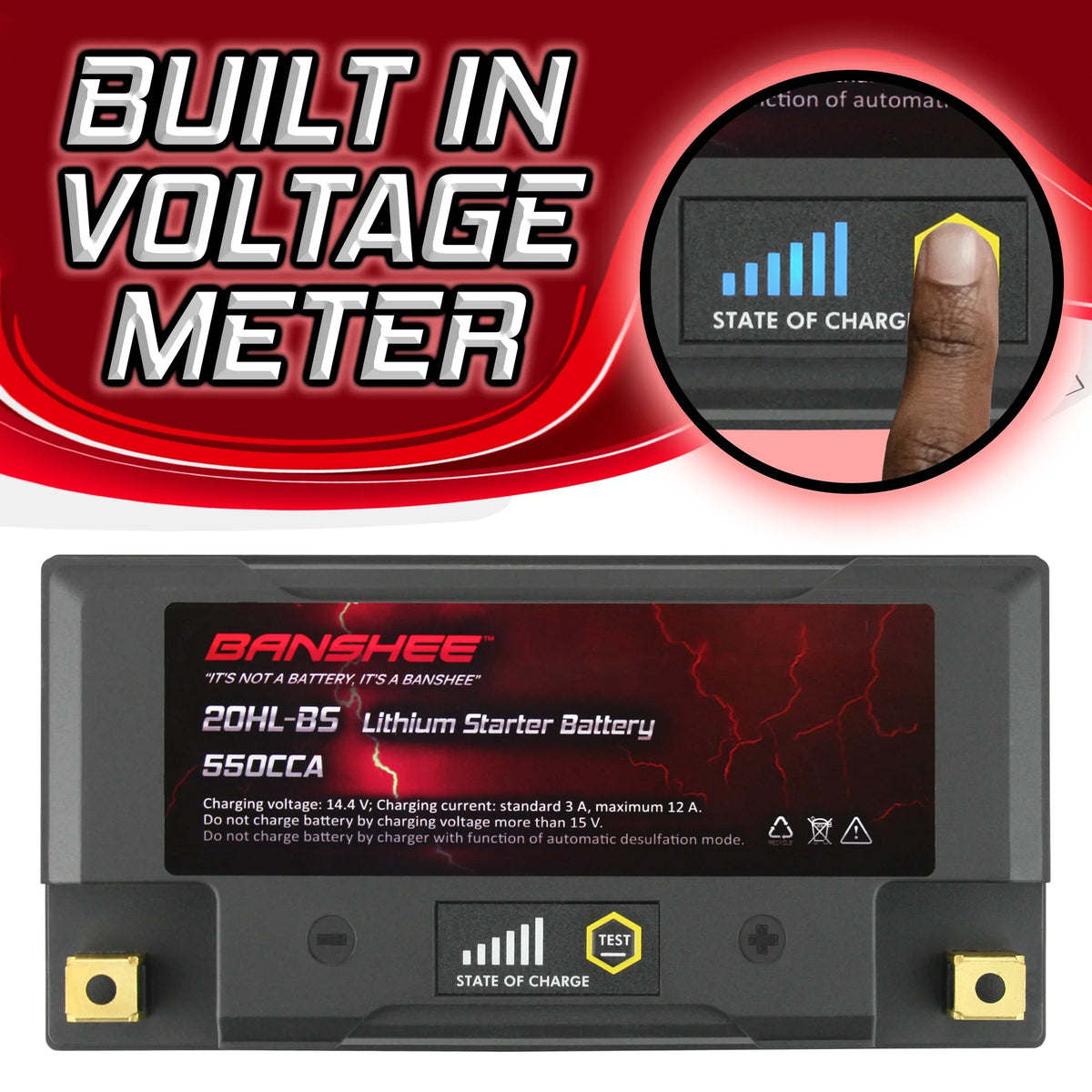Banshee YTX20L-BS LiFePO4 Motorsports Battery appropriate with CAN-AM Renegade 800R 2013 to 2015