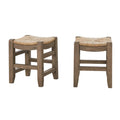 Alaterre Newport Set of Two 18"H Wood Stools with Rush Seats