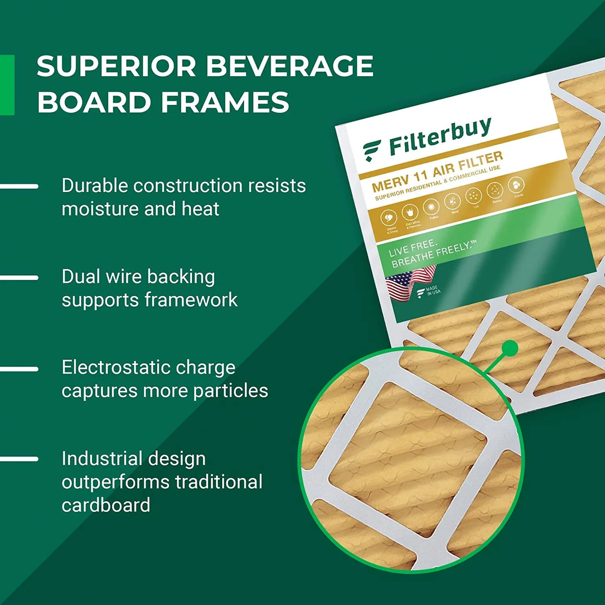 Filterbuy 20x32x2 MERV 11 Pleated HVAC AC Furnace Air Filters (3-Pack)