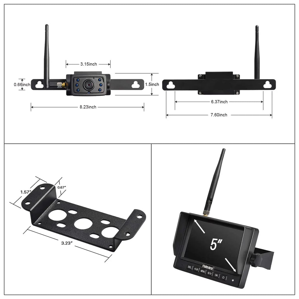 Haloview MC5111 5'' 720P HD Digital Wireless Backup Camera System 5'' LCD Rear View Monitor and IP69K Waterproof Reversing Built in DVR Kit for Trucks/Trailer/Bus/RVs/Pickups/Camper/Vans