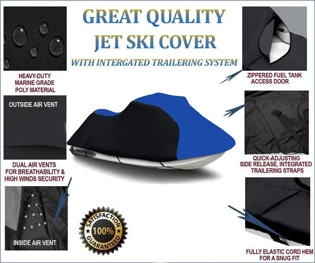 BLACK / BLUE HEAVY-DUTY, TOP OF THE LINE Jet Ski PWC shield suitable for Yamaha WaveRunner GP700 1995 2 Seater